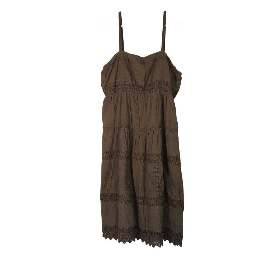 Old Navy Boho Crochet Lace Tiered Sun Dress XL Brown
